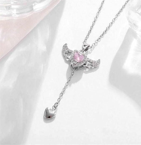 Angel Wings Heart Pendant Necklace