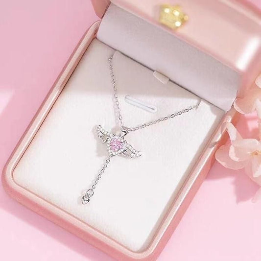 Angel Wings Heart Pendant Necklace