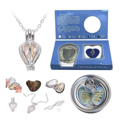 Water Shell Canned Oyster Ocean Love Real Pearl Necklace Set